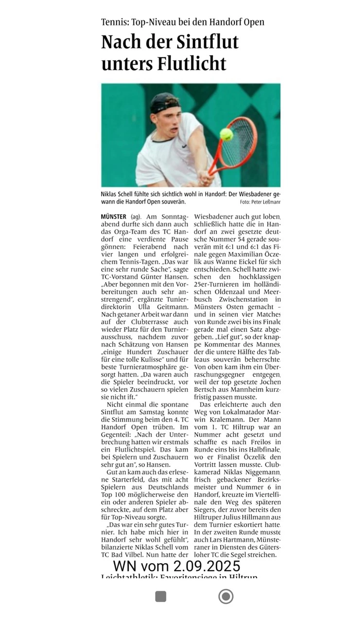 Top Niveau bei den Handorf Open Top Niveau bei den Handorf Open