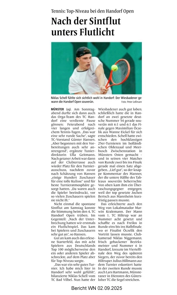 Top Niveau bei den Handorf Open